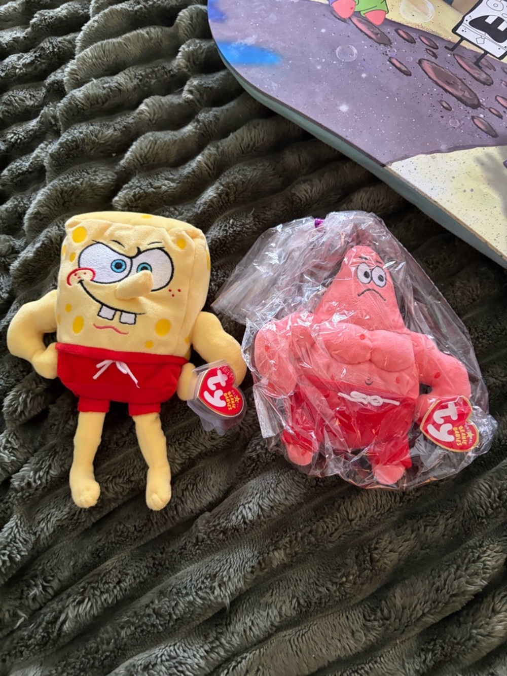 Ty SpongeBob & Patrick Beanie Plush Pair - Muscle Bob and Patrick